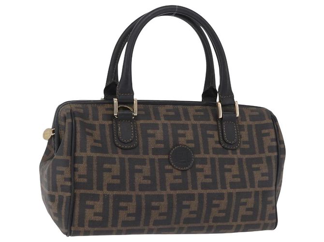 FENDI Zucca Canvas Handtasche PVC Schwarz Braun