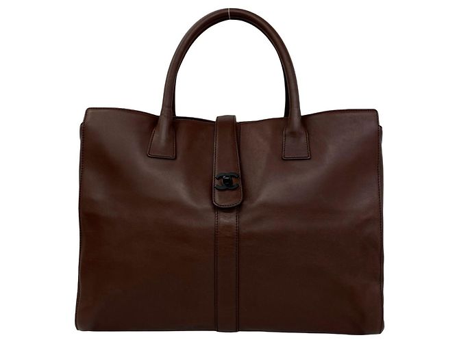 Sac cabas en cuir Chanel Vintage Coco Mark