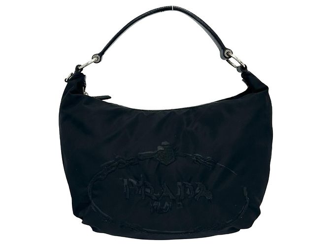 Prada Nylon and Leather Shoulder Tote Bag