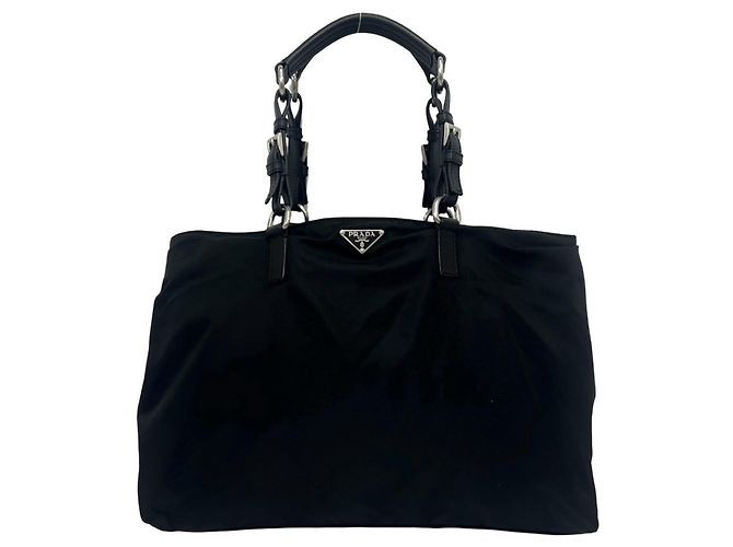 Prada Triangle Logo Hardware Tessuto Pocono Tote Bag