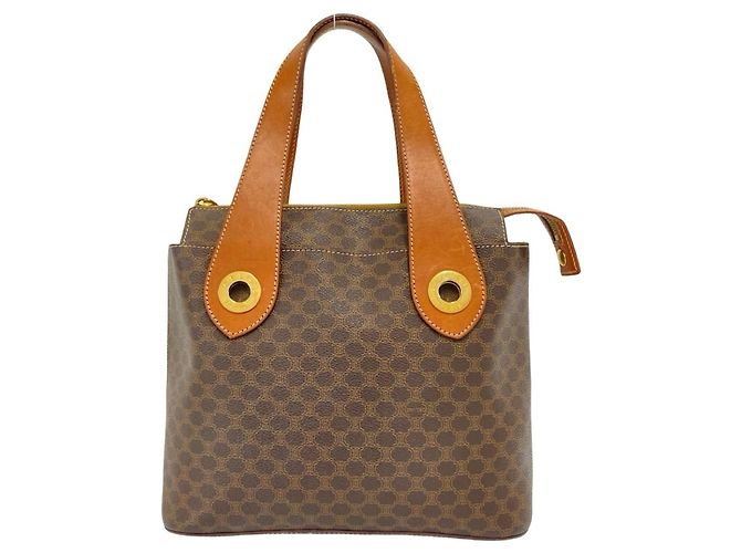 Céline CELINE Vintage Macadam Blazon Pattern Leder Handtasche Mini Tote Bag