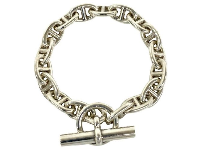 Hermès Pulseira de Berloques Hermes Chaine d'Ancre MM em Prata Esterlina