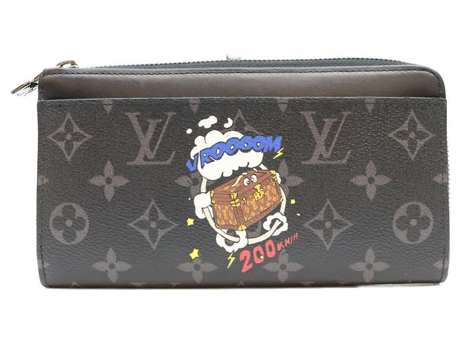 Portafoglio Lungo Louis Vuitton Black Monogram Eclipse Zippy Dragonne