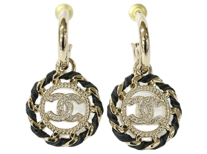 Orecchini Chanel B26C con strass, design a catena e logo Coco Mark