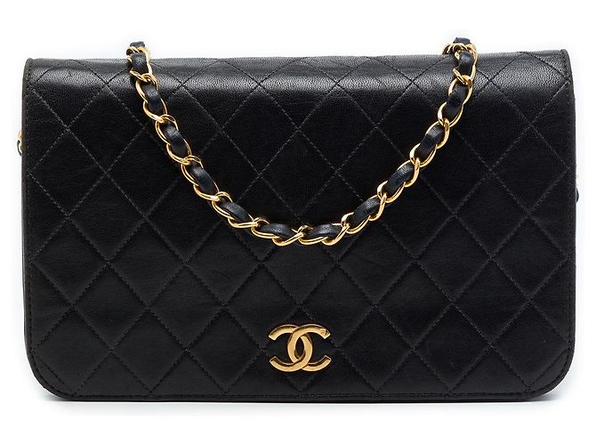 Chanel Black Medium CC Quilted Lambskin Full Flap