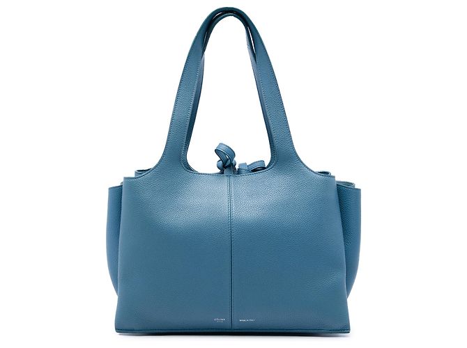 Céline Celine Tote Trifold Piccola in Pelle Blu