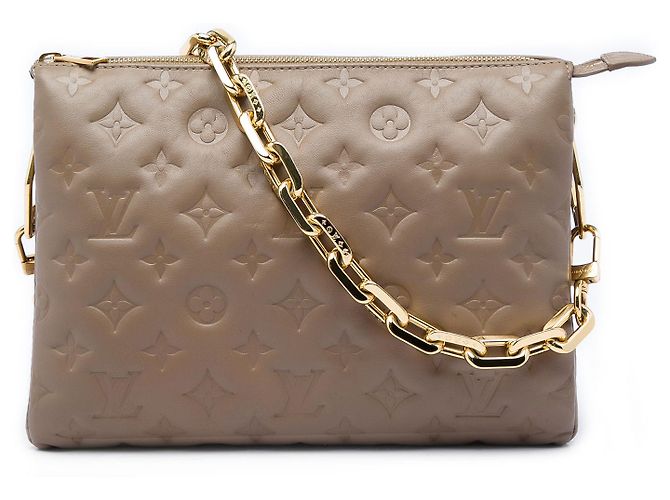 Louis Vuitton Brown Monogram Embossed Puffy Lambskin Coussin PM