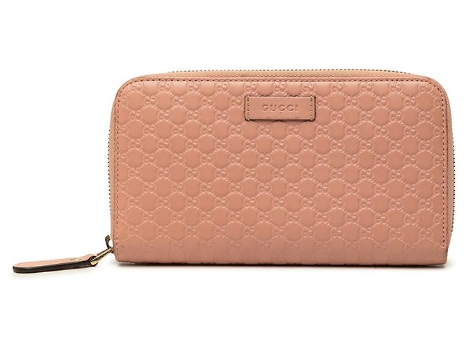 Gucci Pink Microguccissima Zip Around Long Wallet