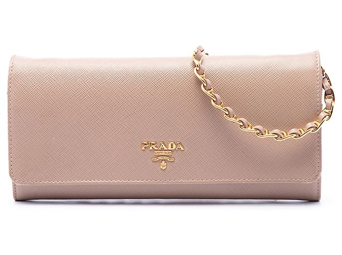 Cartera con cadena Prada Brown Saffiano Lux
