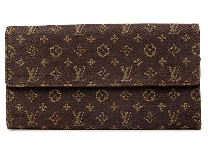 Louis Vuitton Brown Monogram Mini Lin Sarah Wallet Geldbörse