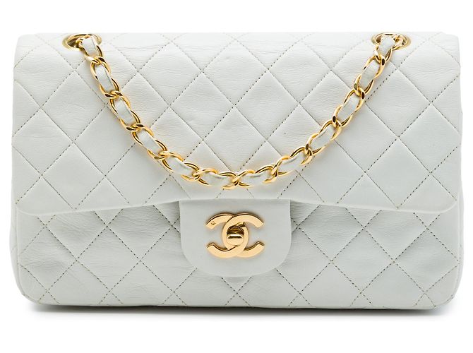 Chanel White Small Classic Lambskin Double Flap