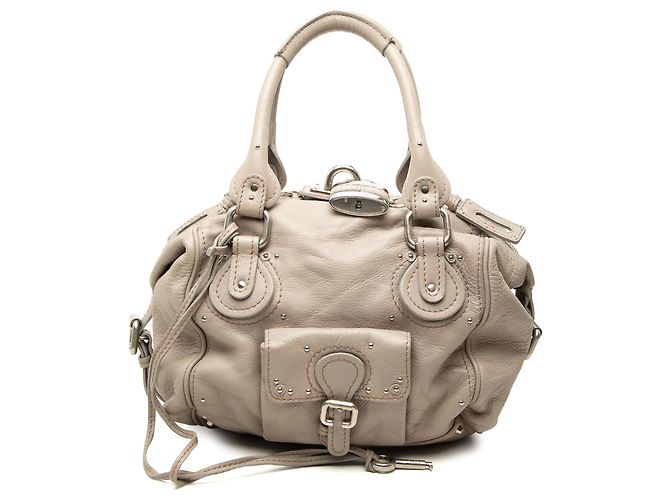Sac à main Chloé Paddington en cuir gris