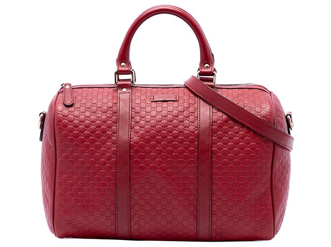 Borsa Boston Gucci Red Medium Microguccissima