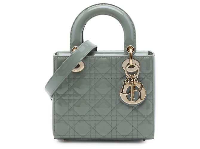 Dior Gray Small Patent Cannage Lady Dior