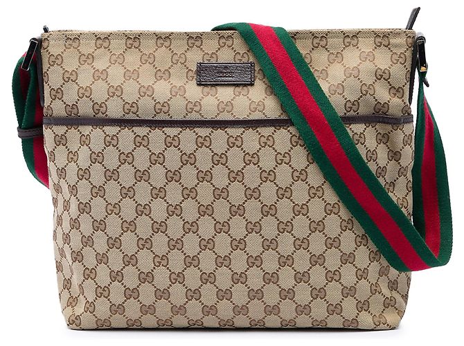 Bolsa Tiracolo Gucci em Lona GG Bege com Web