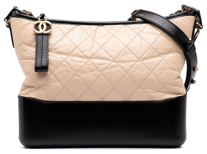 Chanel Beige Medium Bicolor Lambskin Gabrielle Crossbody