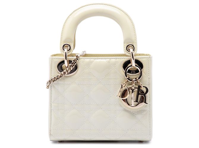 Dior White Mini Patent Cannage Lady Dior
