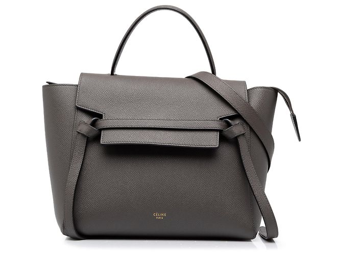 Belt Bag Céline Bolso cinturón Celine de piel de ternera micrograneada gris