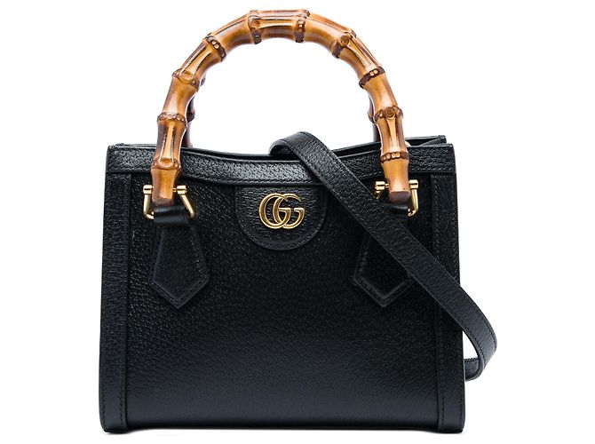 Bolsa Gucci Diana Pequena em Pele de Bezerro Preta com Bambu