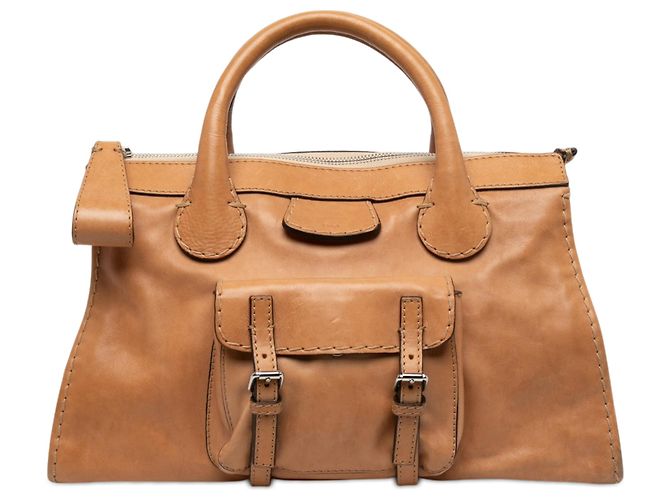 Chloé Edith Day Satchel aus Büffeleder in Braun, Größe Medium