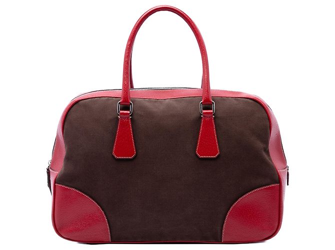 Bolsa Bauletto Prada em lona Canapa com acabamento Cinghiale marrom