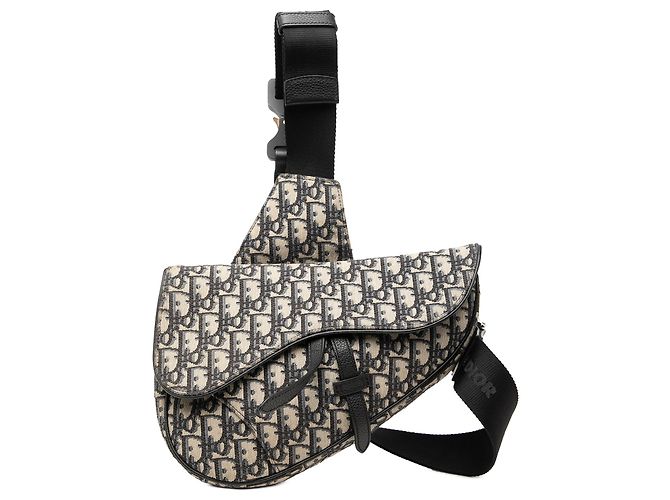 Borsa a tracolla Saddle in tela Oblique blu Dior