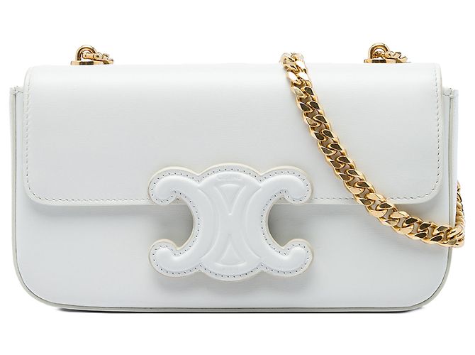 Céline Bolsa de Ombro com Corrente Celine em couro de bezerro branco Cuir Triomphe
