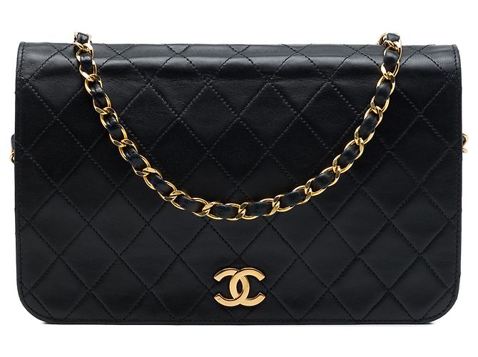 Chanel Black CC Quilted Lambskin Full Single Flap
