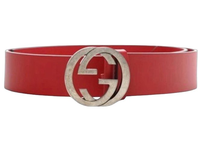 Cinturón de cuero rojo Gucci Interlocking G