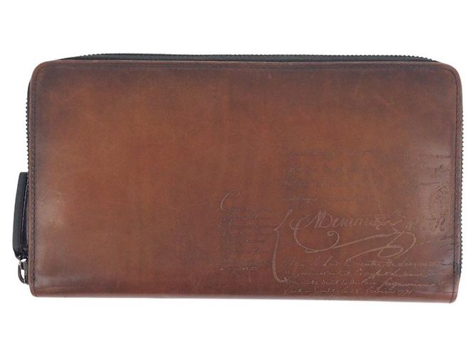 Berluti Calligraphy Scritto Leather Long Zipper Wallet
