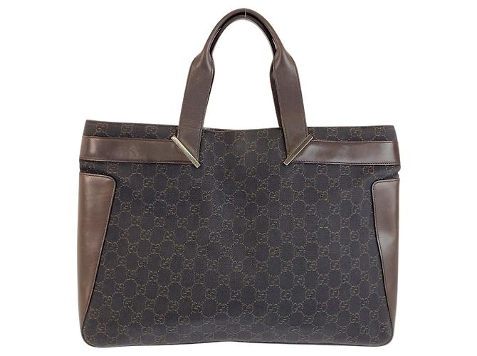 Saco Tote Gucci em lona GG e couro