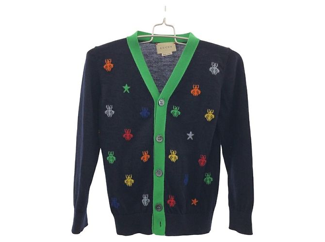 Cardigã de algodão com bordado de abelha Gucci