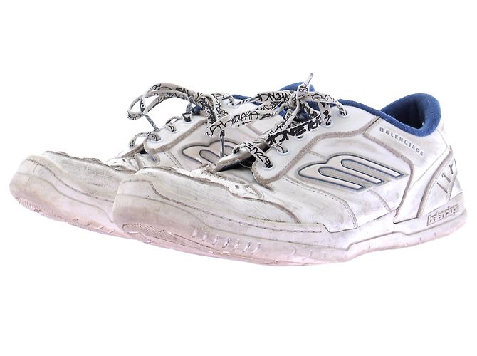 Balenciaga Baskets Hamptons en cuir blanc