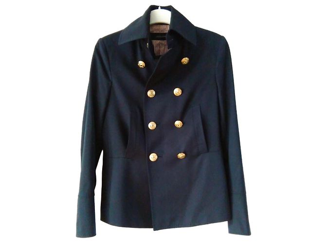 Dsquared2 Casaco Caban em lã azul marinho