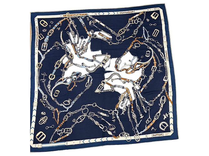 Trim Lenço Hermès Les Chevaux Déchaînés Seda e Cachemira