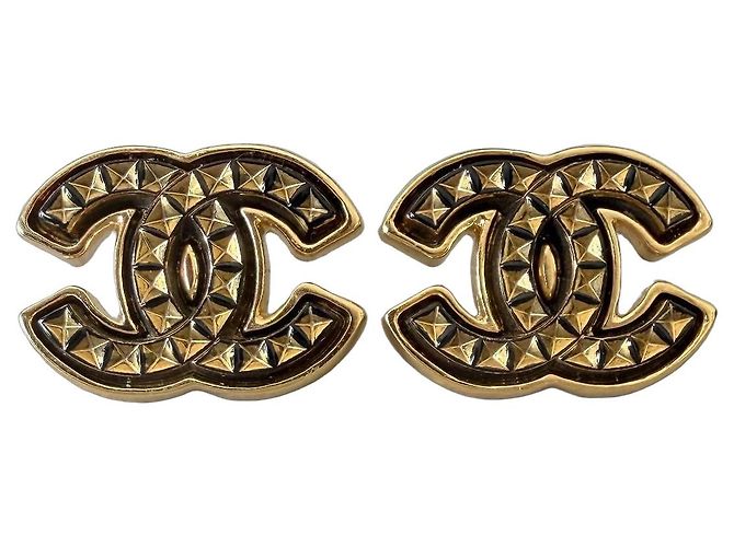 Chanel Boucles d'oreilles CC Métal Doré