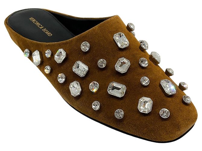 Mules à claquettes Narcisa en daim châtain Veronica Beard