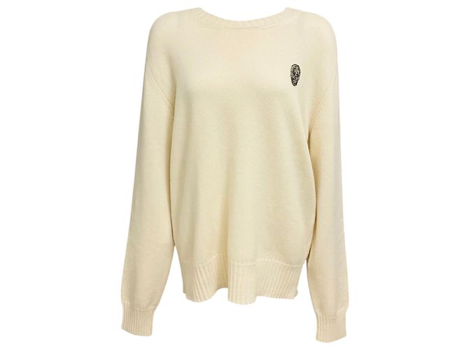 Pull-over en maille cachemire crème orné de crânes Alexander McQueen