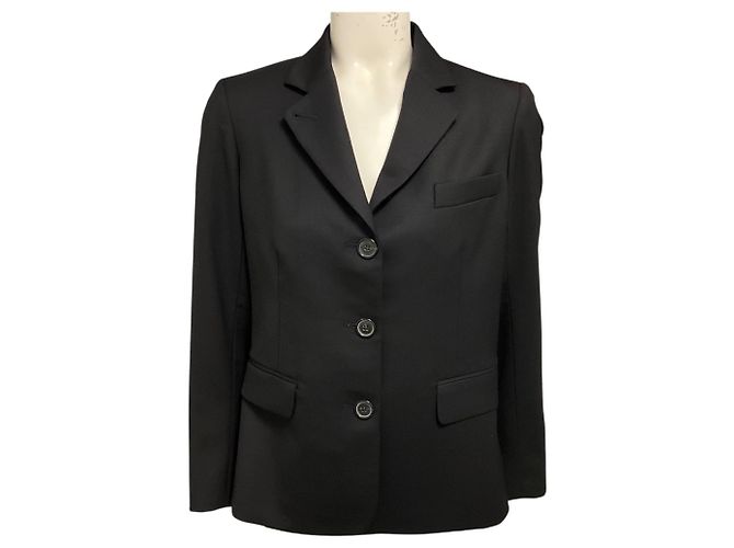 Nili Lotan Black Tailored Three Button Wool Jacket