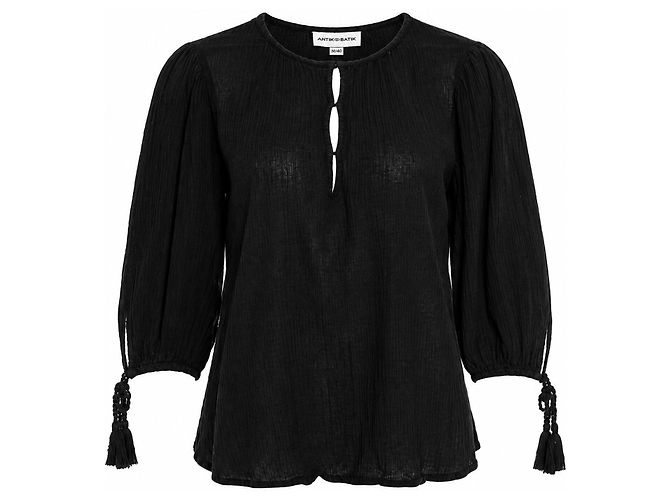 Antik Batik, blusa Lilou stropicciata nera