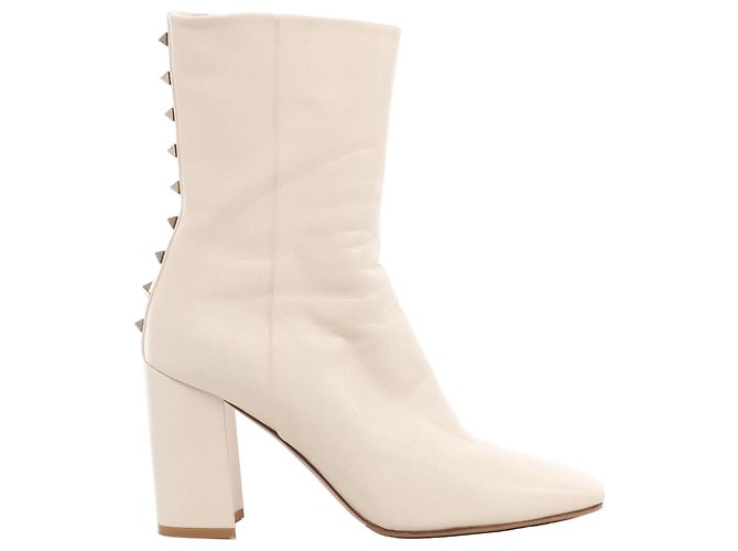 Valentino Garavani Rock Studs Lederstiefel in Ivory, Größe EU 37