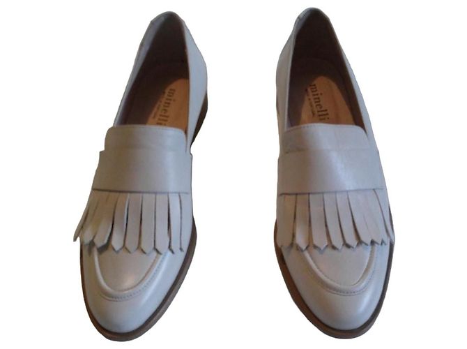 Minelli Mocassins à franges en cuir blanc