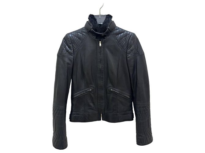 Gucci gesteppte Lederjacke Schwarz Sz 40 gebraucht