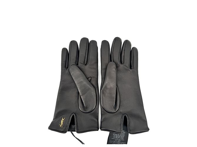 Autre Marque Saint Laurent — Luvas de Couro Preto