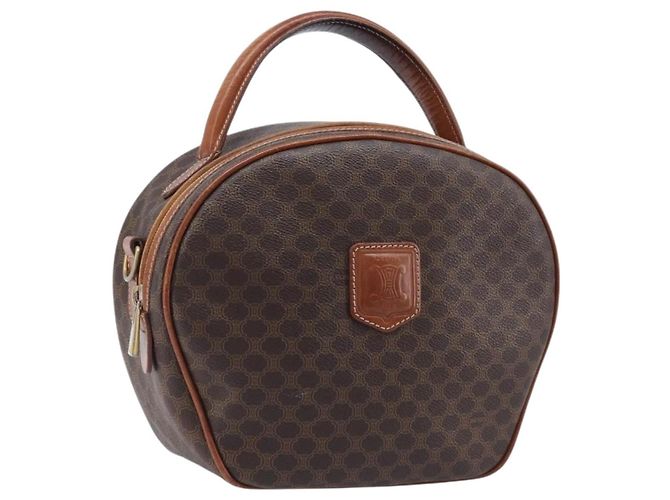 Triomphe Céline Bolsa de mão CELINE Macadam Canvas PVC Leather Brown Gold