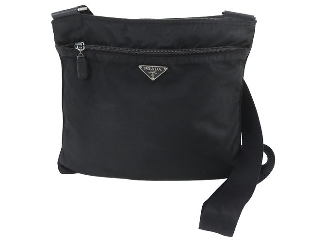Borsa a tracolla in pelle e nylon Tessuto con logo triangolare Prada