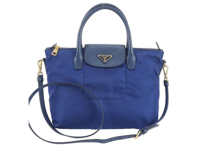 Bolsa de Ombro 2-Way Prada em Nylon Tessuto e Couro Saffiano