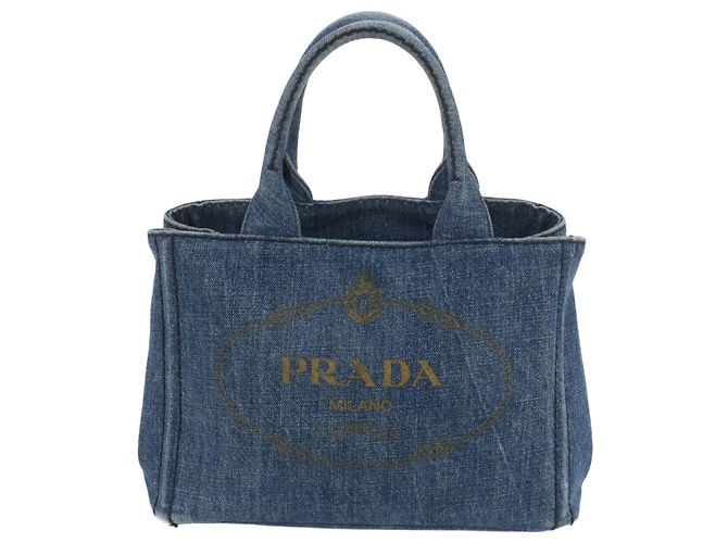 Borsa Tote Prada Canapa Denim Blue