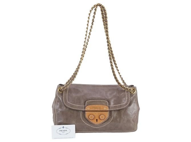 Prada BR4659 Leather 2-Way Chain Shoulder Bag