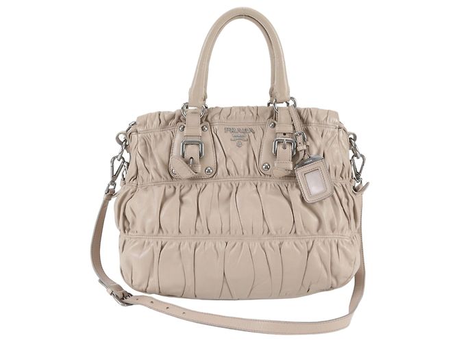 Sac à épaule 2-Way en cuir froncé Prada